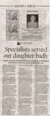 Specialists served our daughter badly